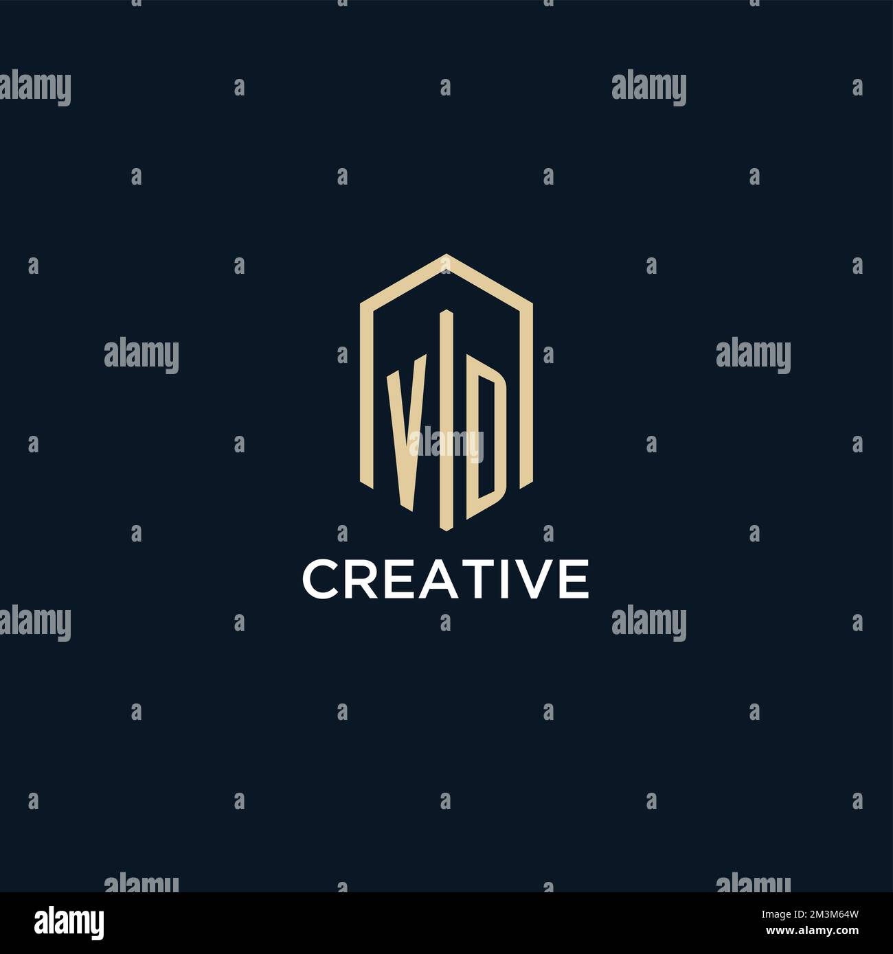 VD initial monogram logo with hexagonal shape style, real estate logo design ideas inspiration vector Stock Vector