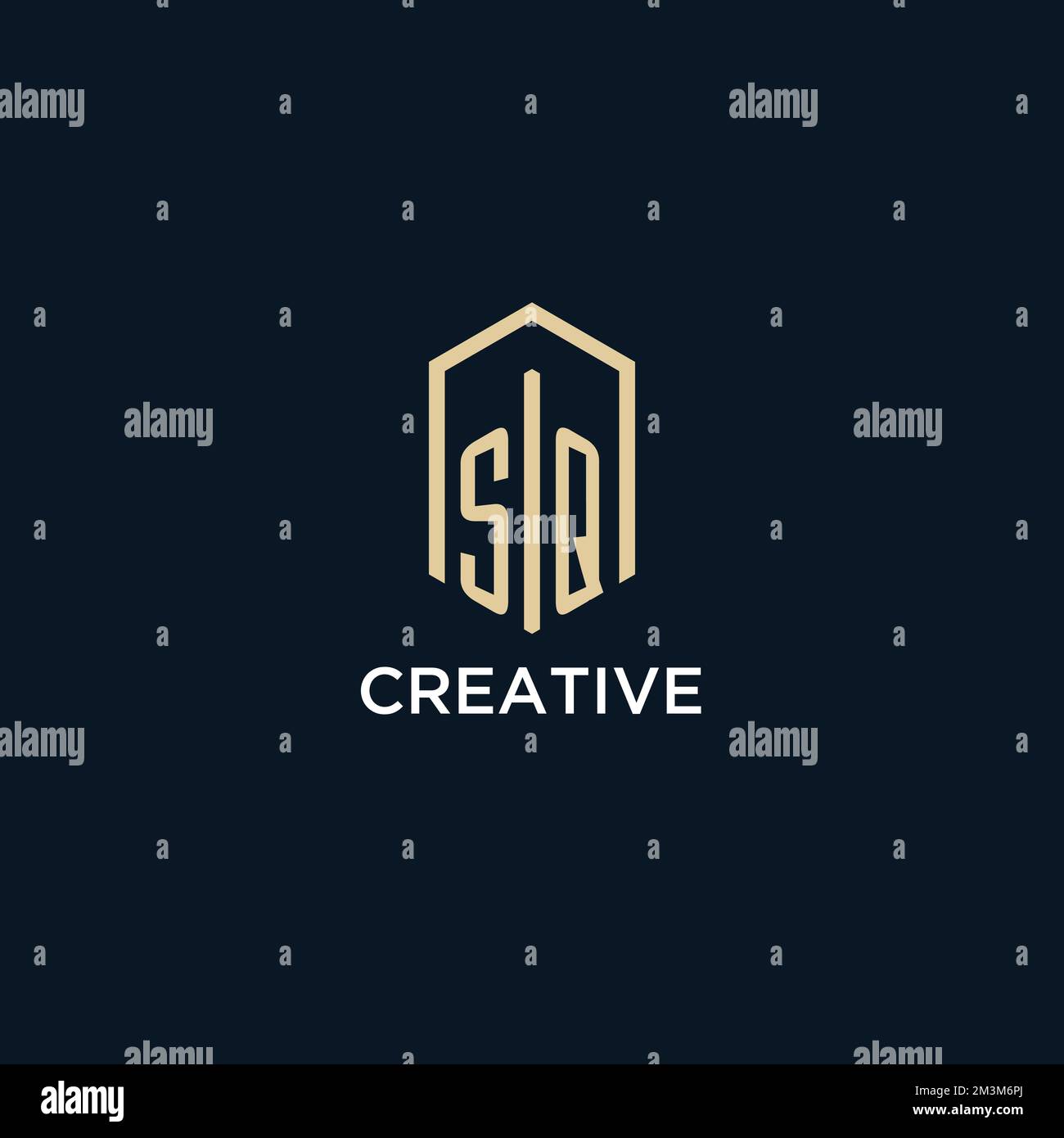 SQ initial monogram logo with hexagonal shape style, real estate logo ...