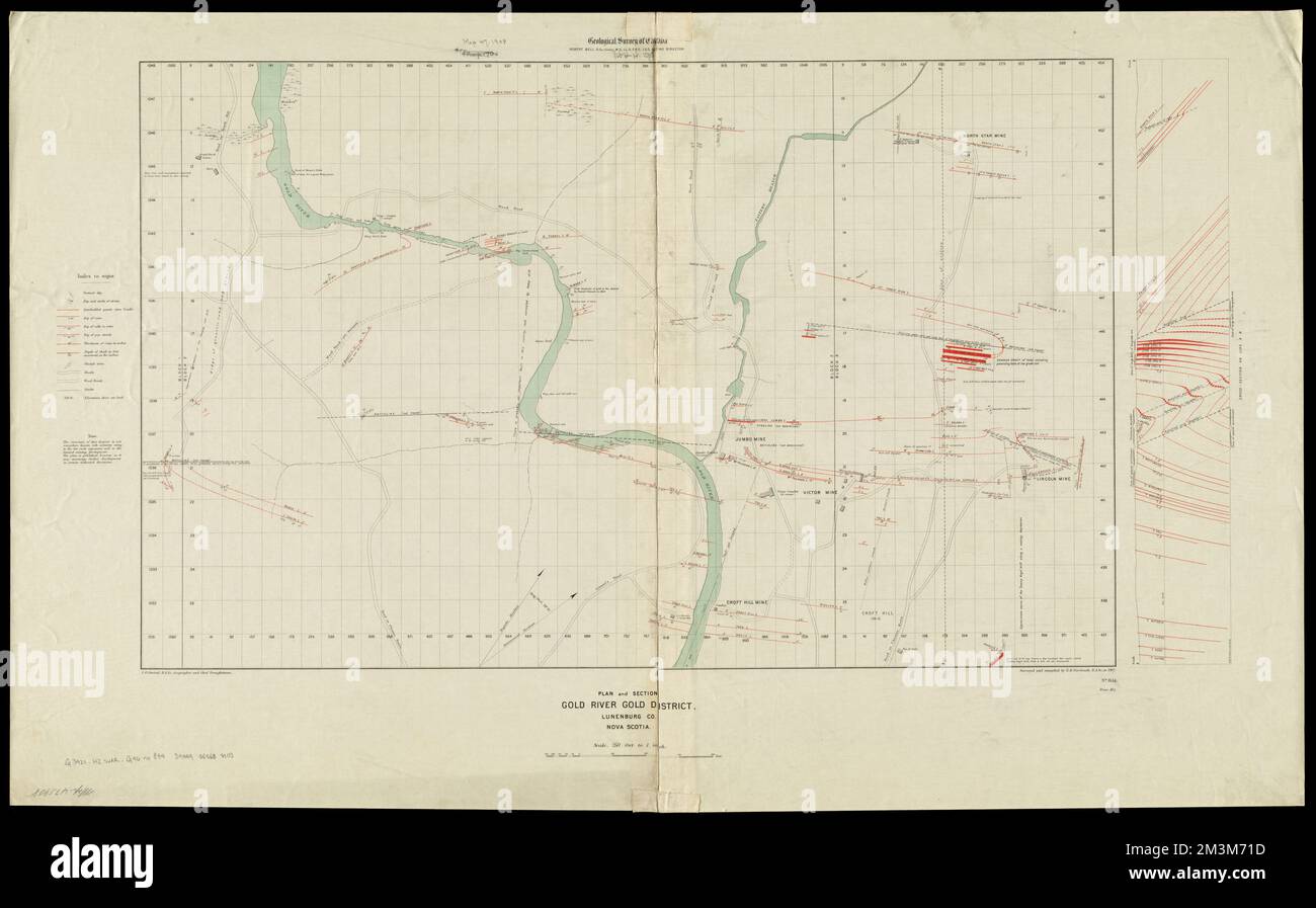 Plan and section, Gold River gold district, Lunenburg Co., Nova Scotia , Geology, Nova Scotia