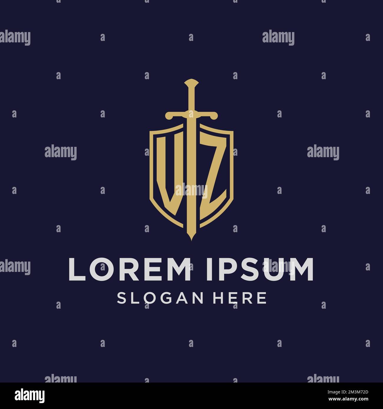 VZ logo initial monogram with shield and sword design ideas Stock ...