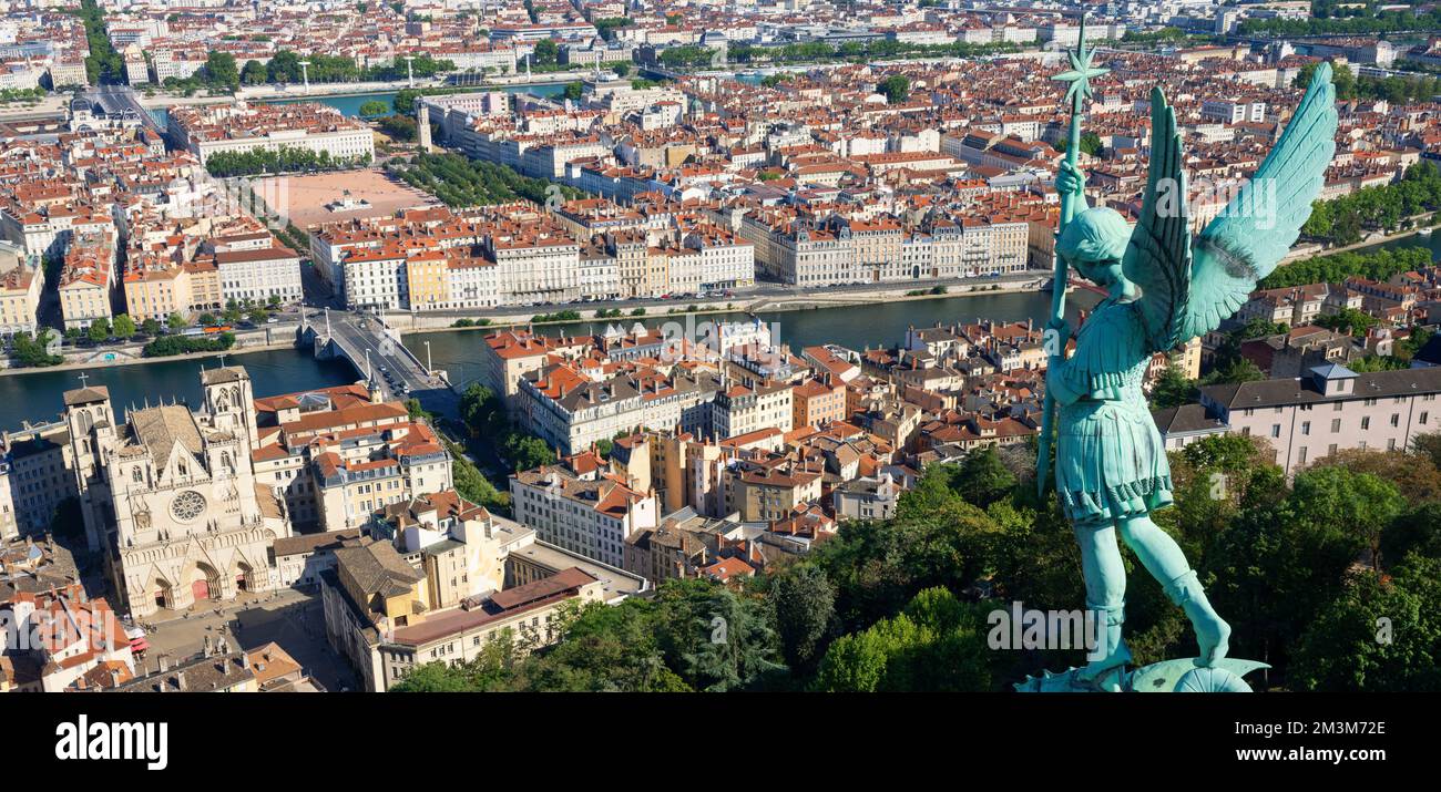 View of Lyon from the top of notre-dame-de-fourviere basilica, France Stock Photo