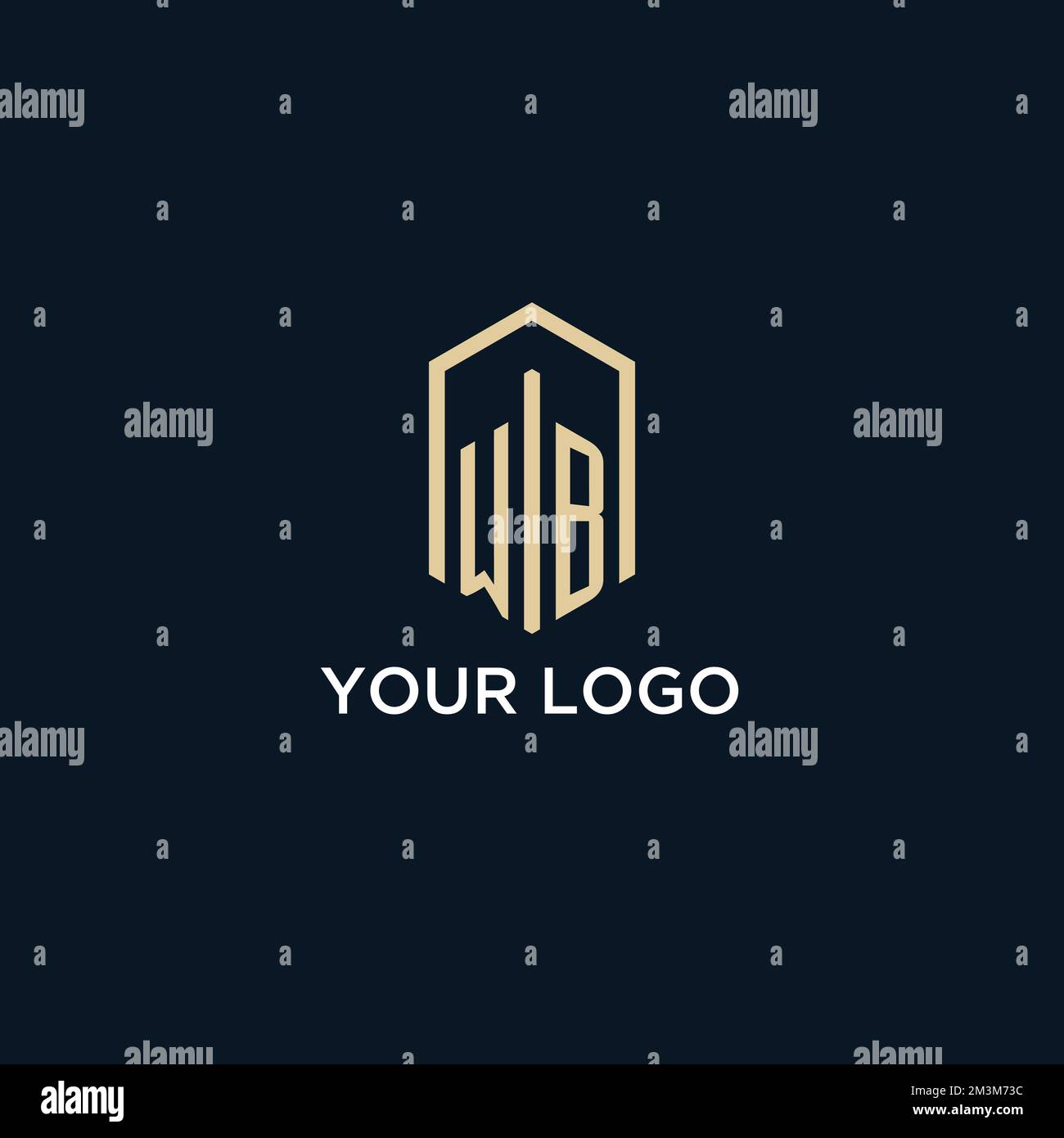 WB initial monogram logo with hexagonal shape style, real estate logo ...