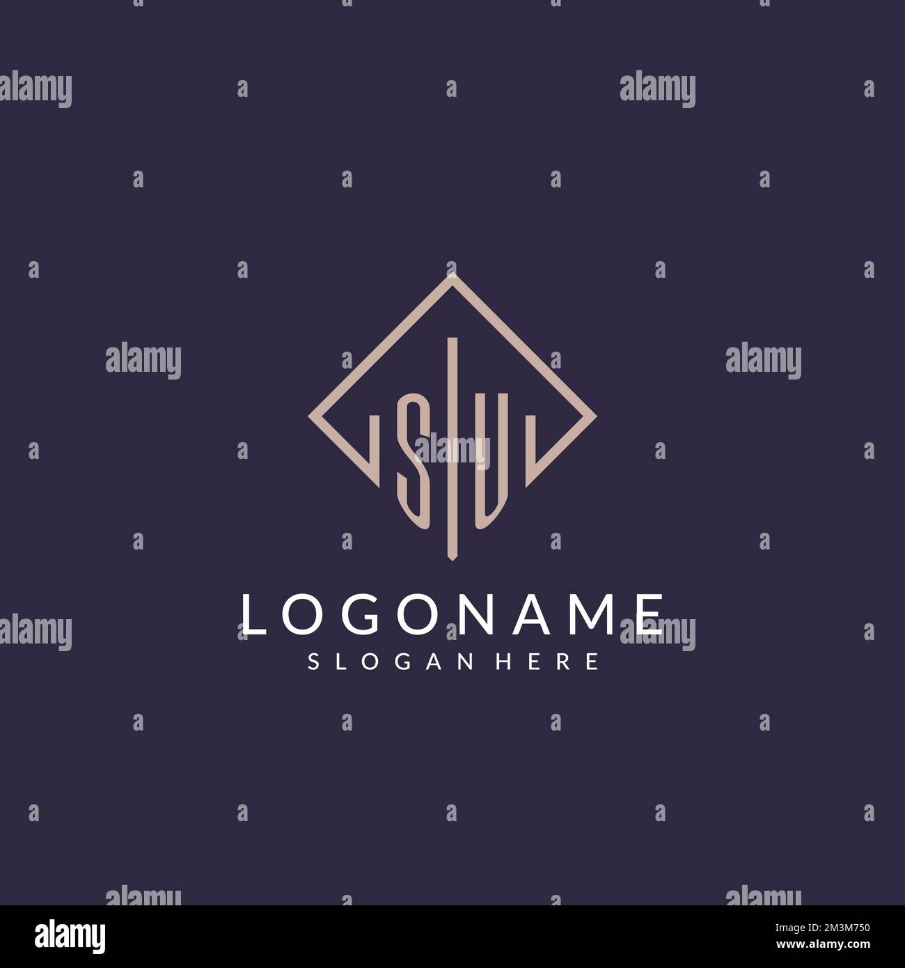 SU initial monogram logo with rectangle style design ideas Stock Vector