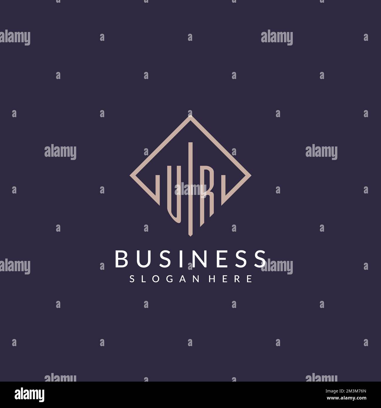 UR initial monogram logo with rectangle style design ideas Stock Vector