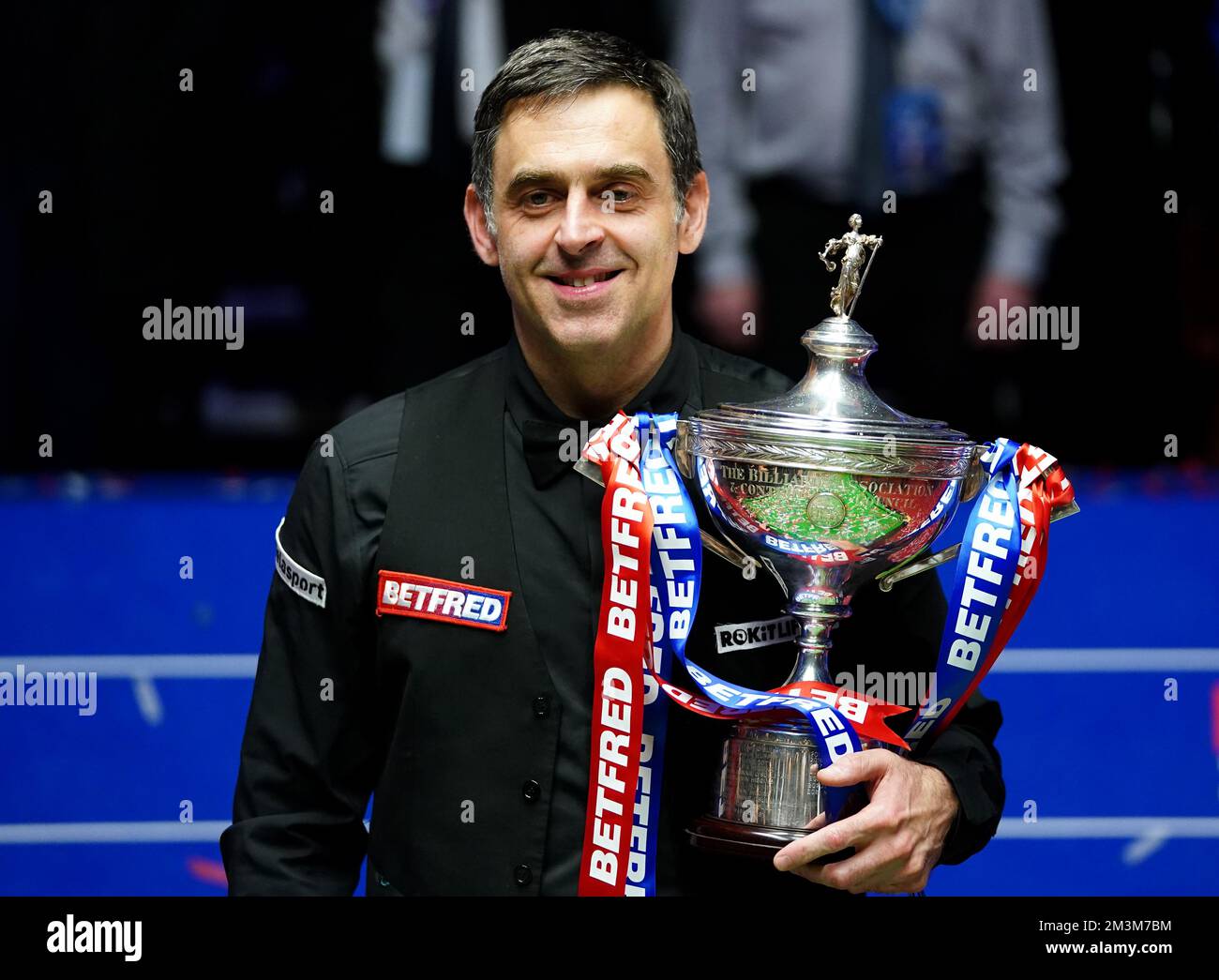 File photo dated 02-05-2022 of Ronnie O'Sullivan celebrates with the trophy. 'I don't find 147s difficult.' - Ronnie O'Sullivan on why he did not shake opponent Judd Trump's hand following a maximum. Issue date: Friday December 16, 2022. Stock Photo