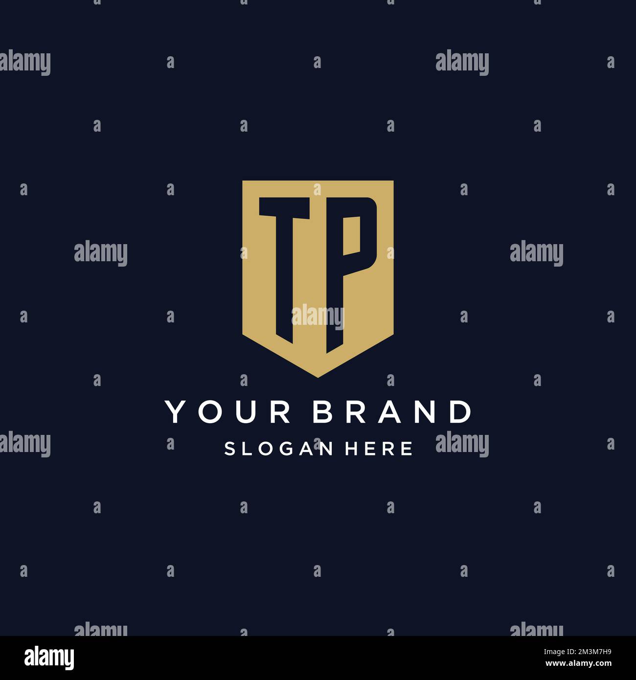 TP monogram initials logo design with shield icon template Stock Vector ...