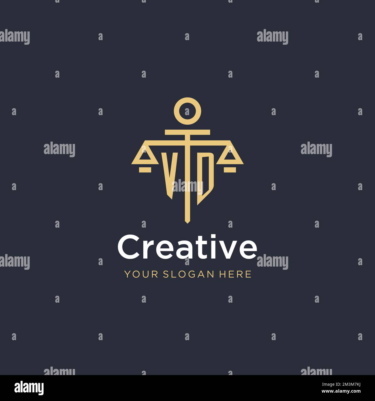 VD initial monogram logo with scale and pillar style design ideas Stock Vector