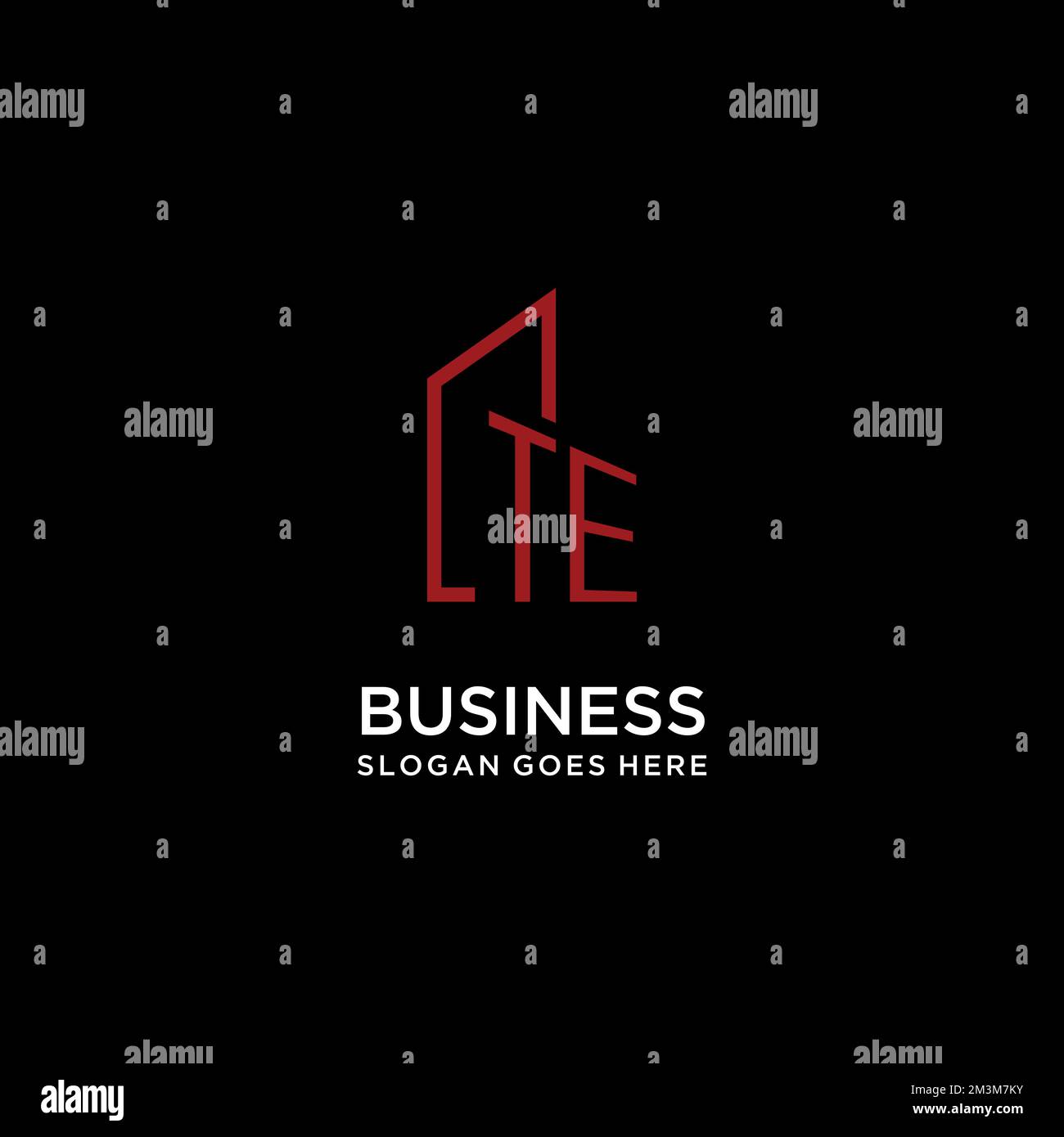 TE initial monogram with building logo design ideas Stock Vector