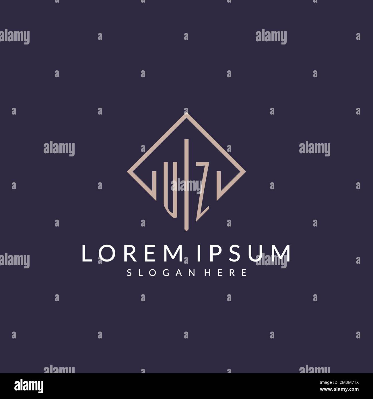UZ initial monogram logo with rectangle style design ideas Stock Vector