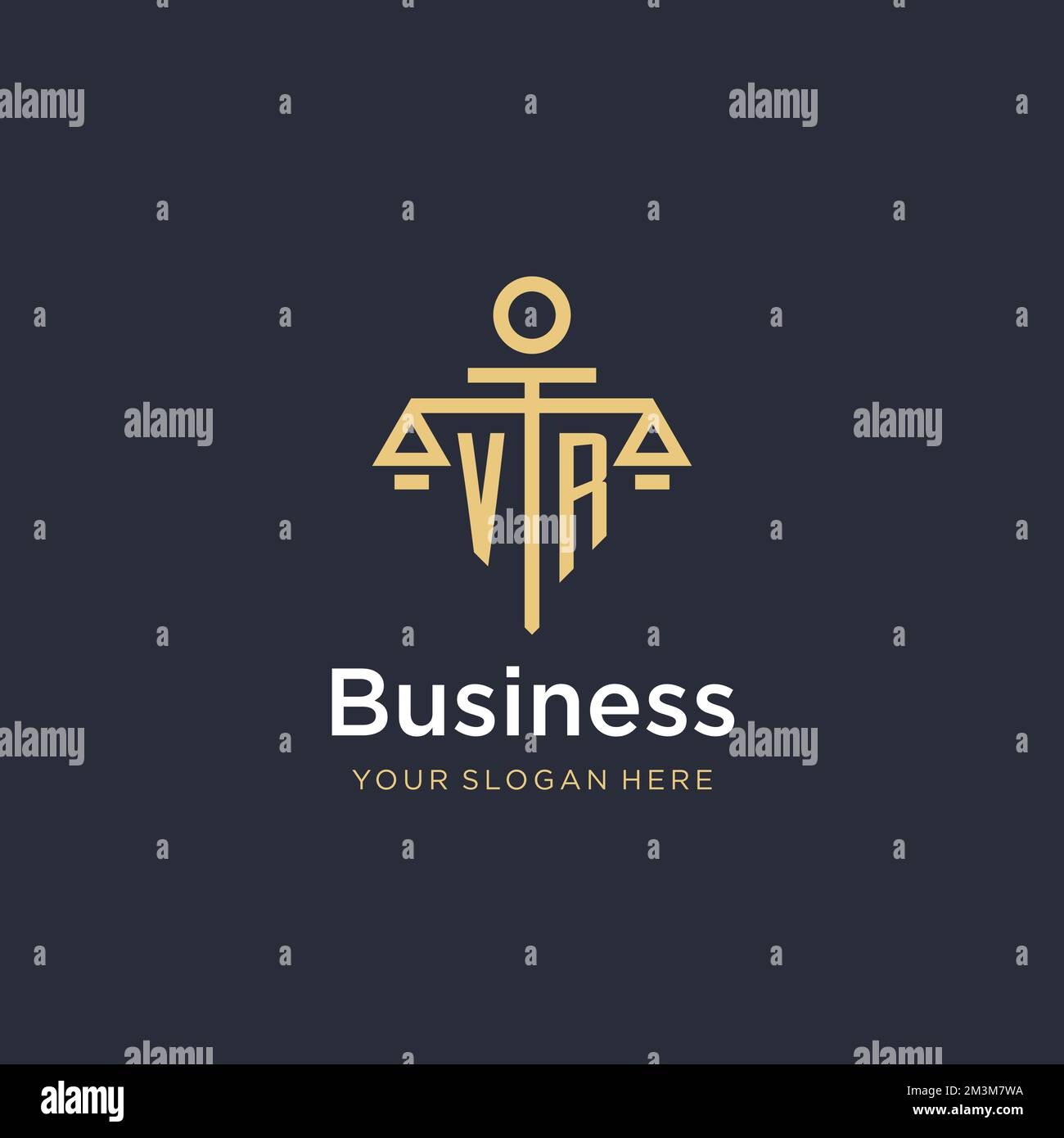 VR initial monogram logo with scale and pillar style design ideas Stock ...