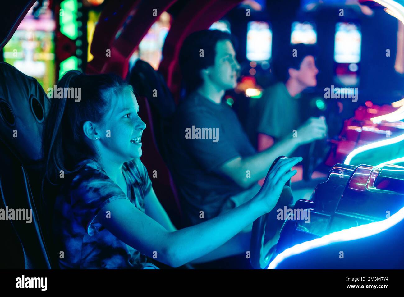 playing in an arcade Stock Photo