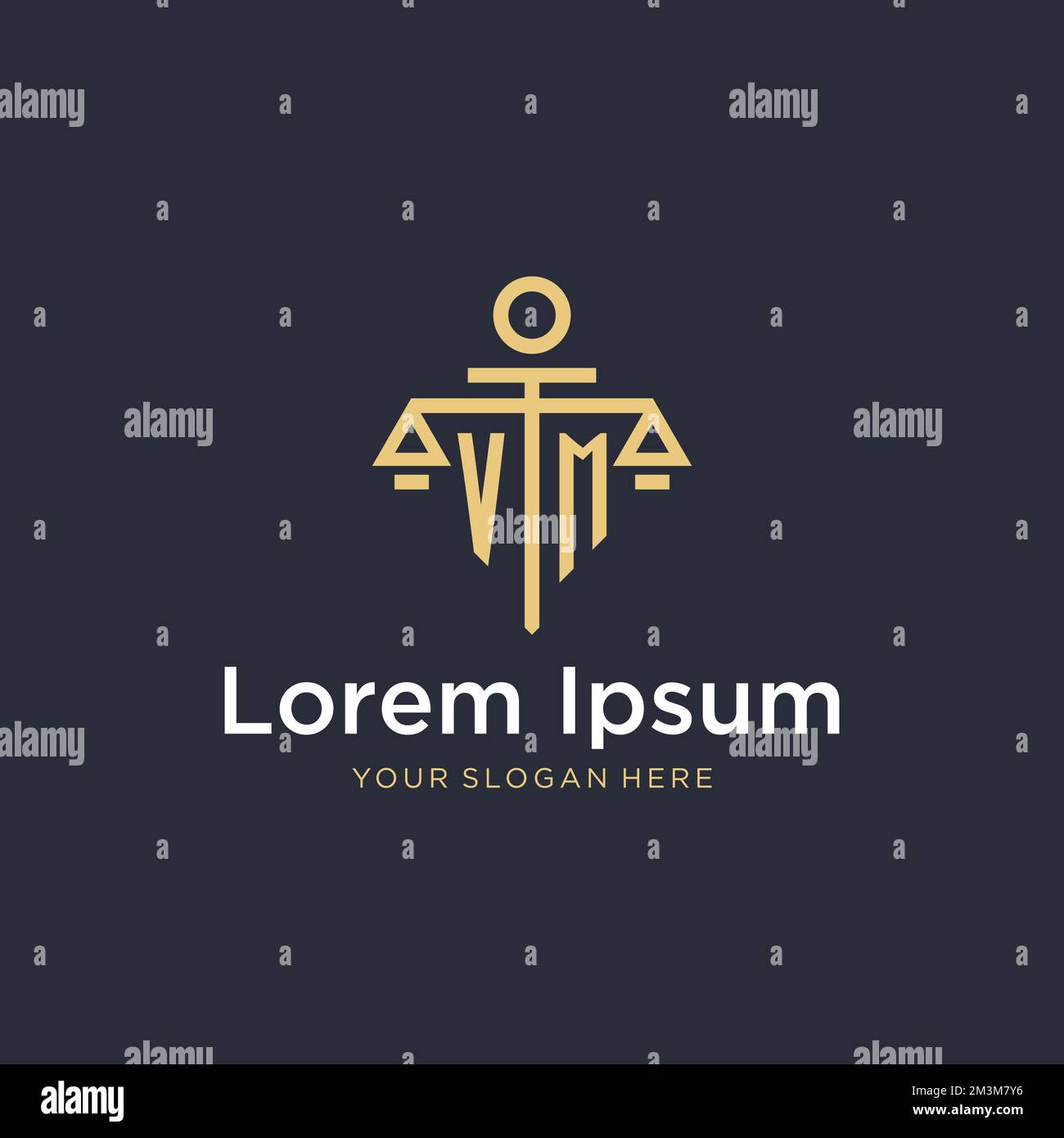 VM initial monogram logo with scale and pillar style design ideas Stock ...