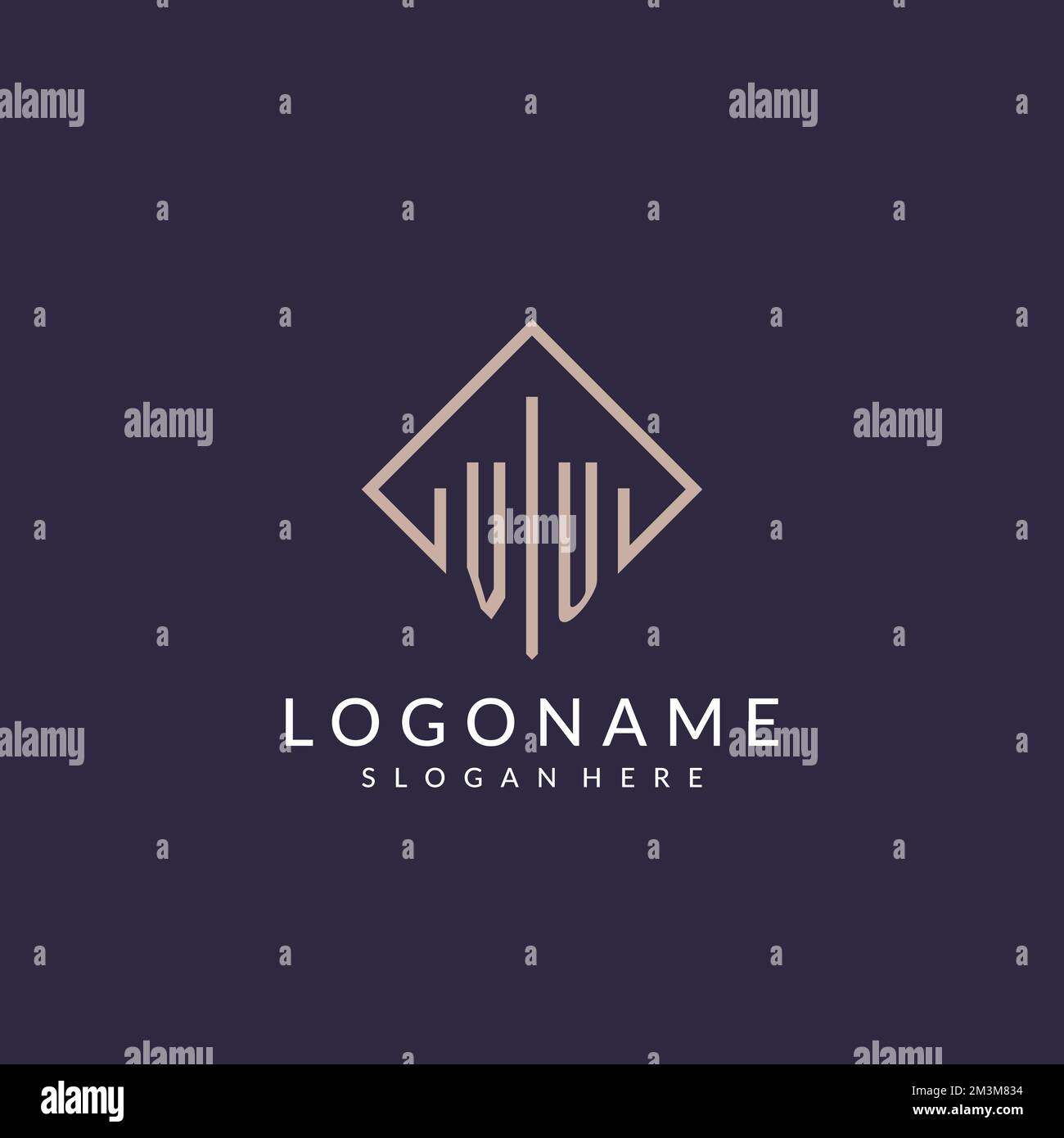 VU initial monogram logo with rectangle style design ideas Stock Vector