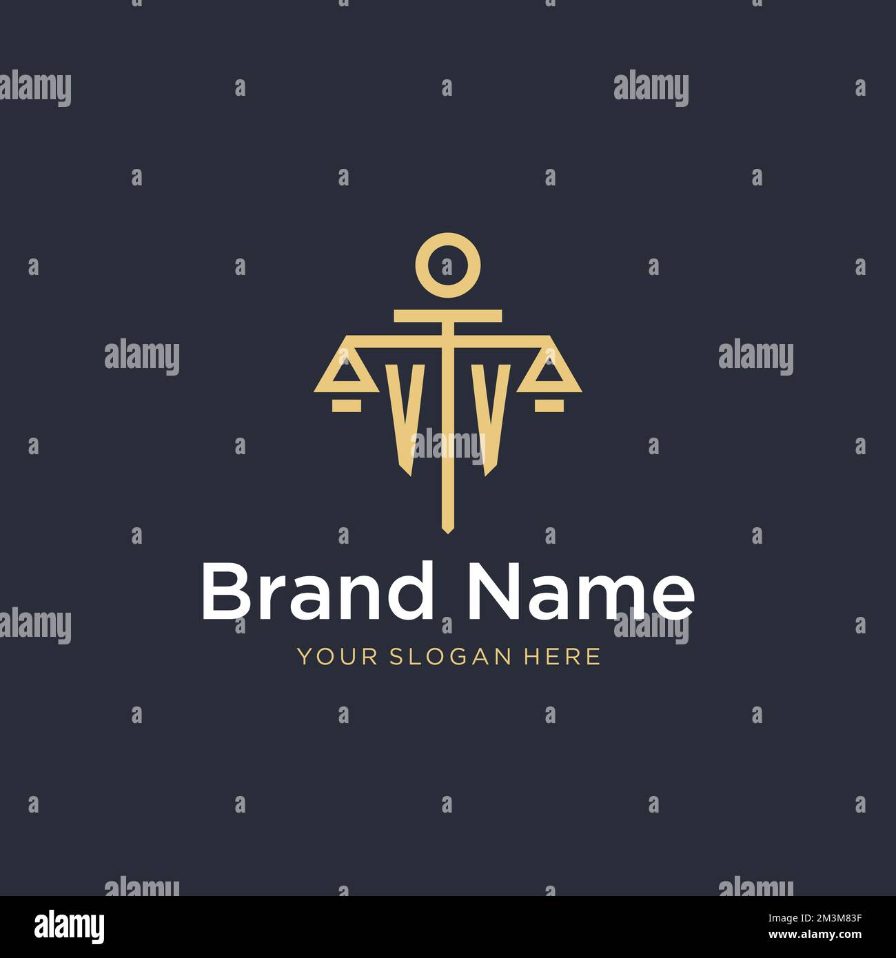 VV initial monogram logo with scale and pillar style design ideas Stock Vector