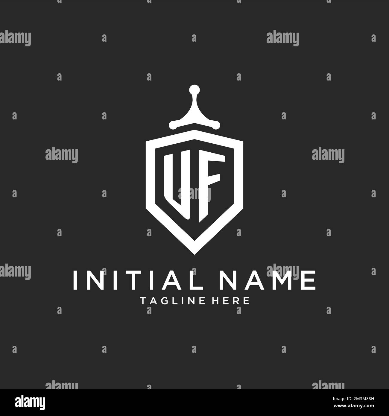 UF monogram logo initial with shield guard shape design ideas Stock ...