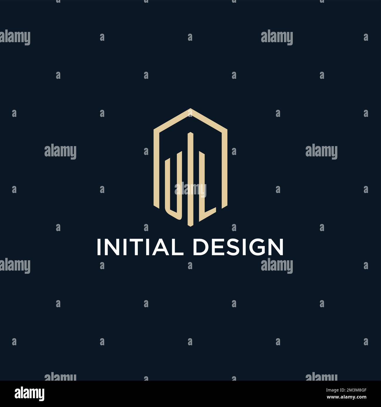 UL initial monogram logo with hexagonal shape style, real estate logo design ideas inspiration vector Stock Vector