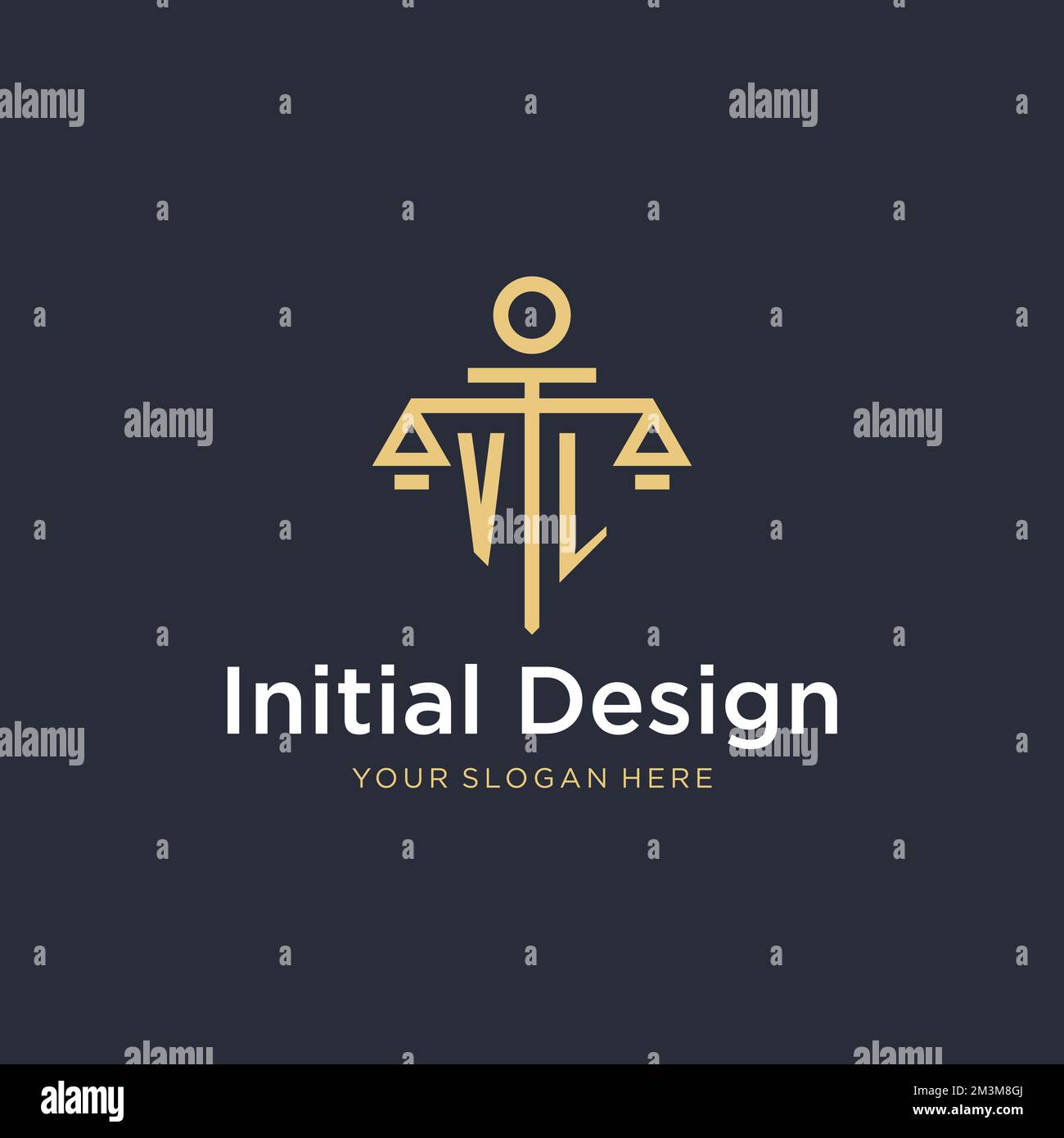 VL initial monogram logo with scale and pillar style design ideas Stock Vector