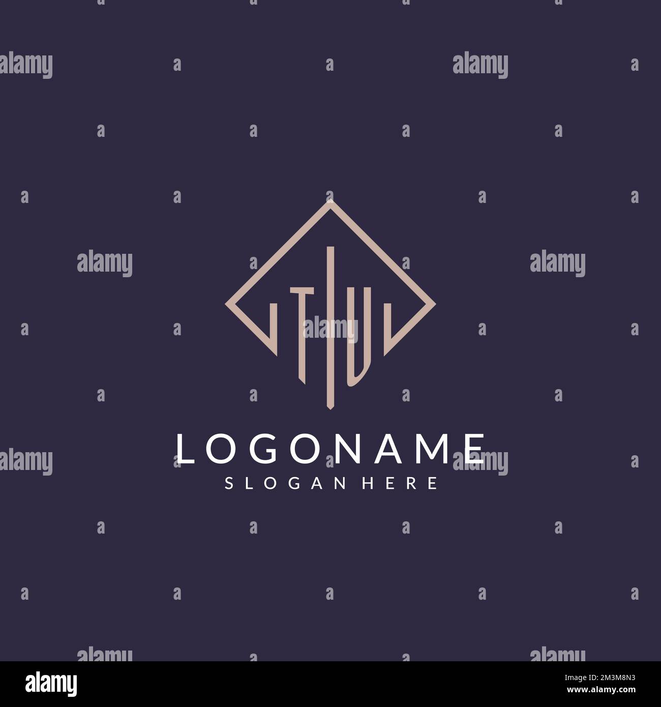 TU initial monogram logo with rectangle style design ideas Stock Vector