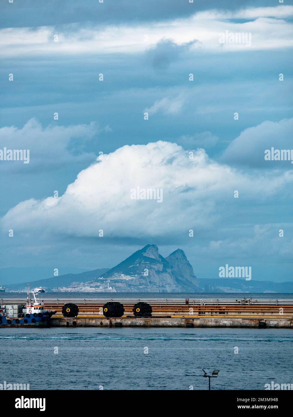 The Rock of Gibraltar, UK seen from the Spanish Exclave of Ceuta in North Africa Stock Photo