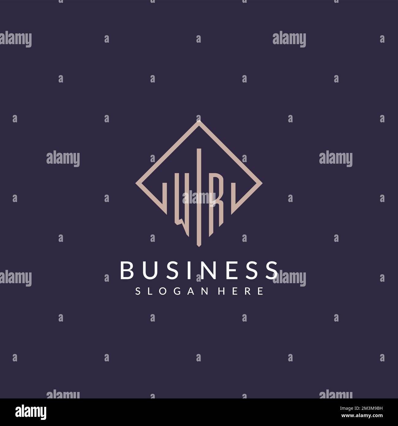 WR initial monogram logo with rectangle style design ideas Stock Vector