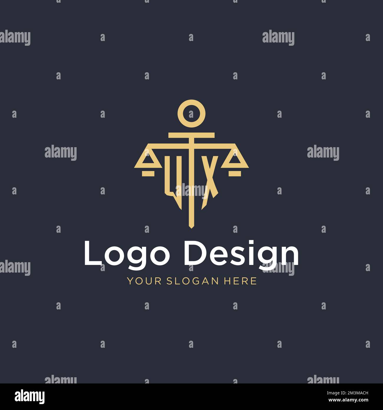 WX initial monogram logo with scale and pillar style design ideas Stock ...