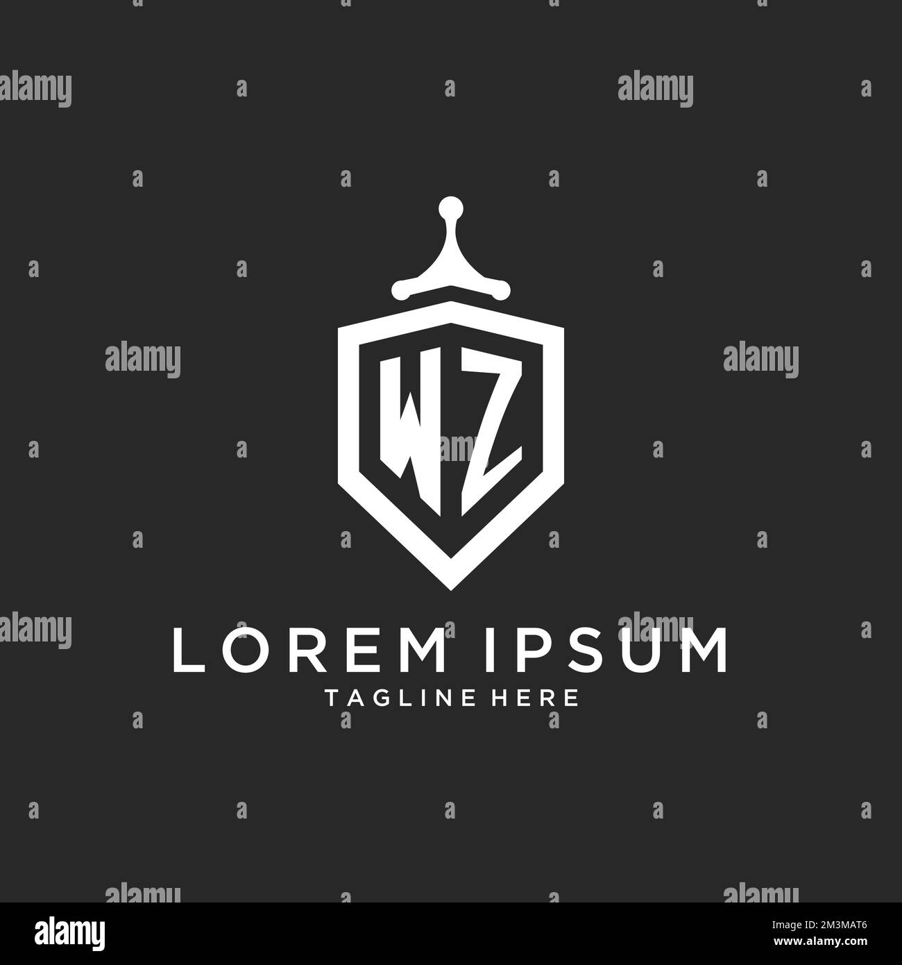 WZ monogram logo initial with shield guard shape design ideas Stock ...