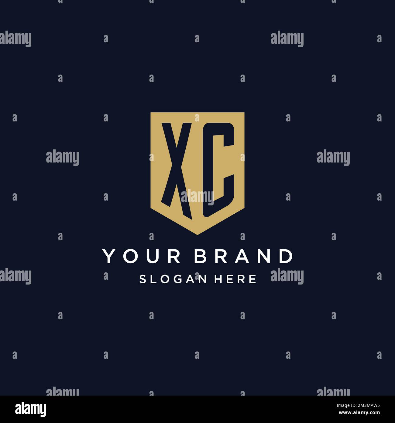 XC monogram initials logo design with shield icon template Stock Vector ...
