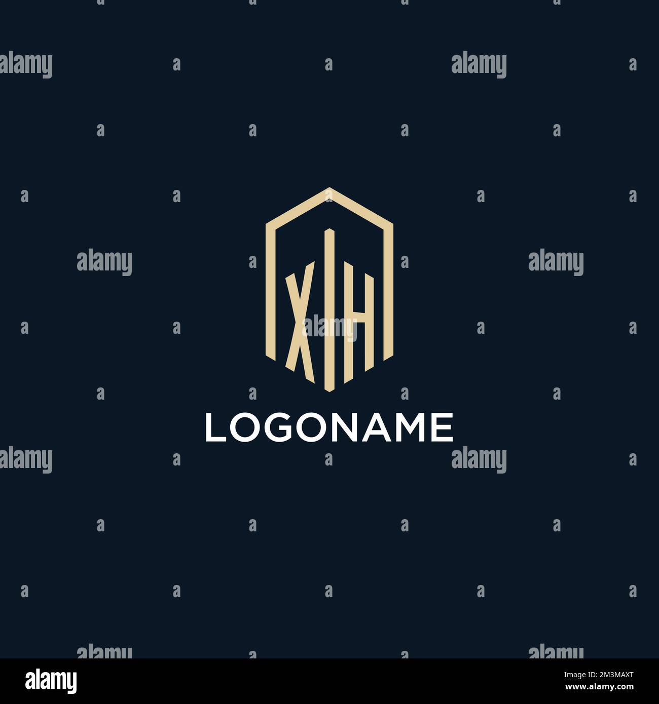 XH initial monogram logo with hexagonal shape style, real estate logo ...