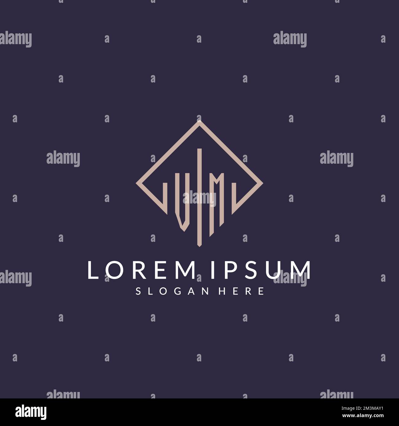 VM initial monogram logo with rectangle style design ideas Stock Vector