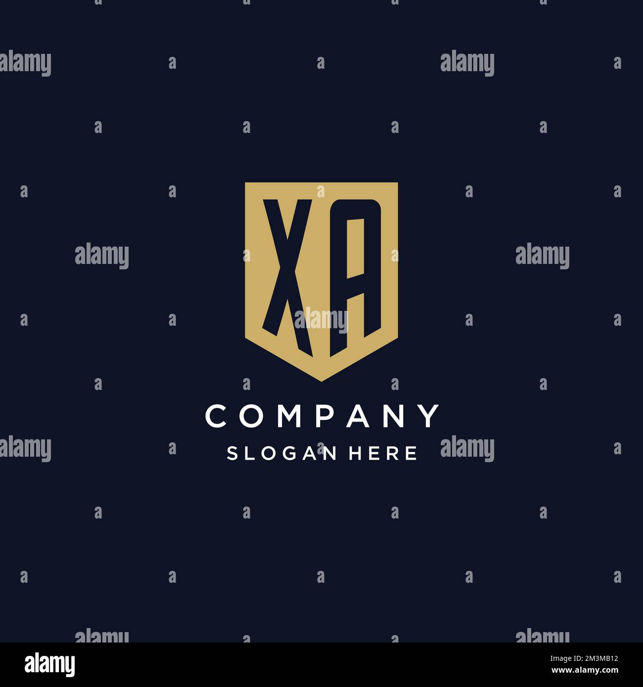 XA monogram initials logo design with shield icon template Stock Vector