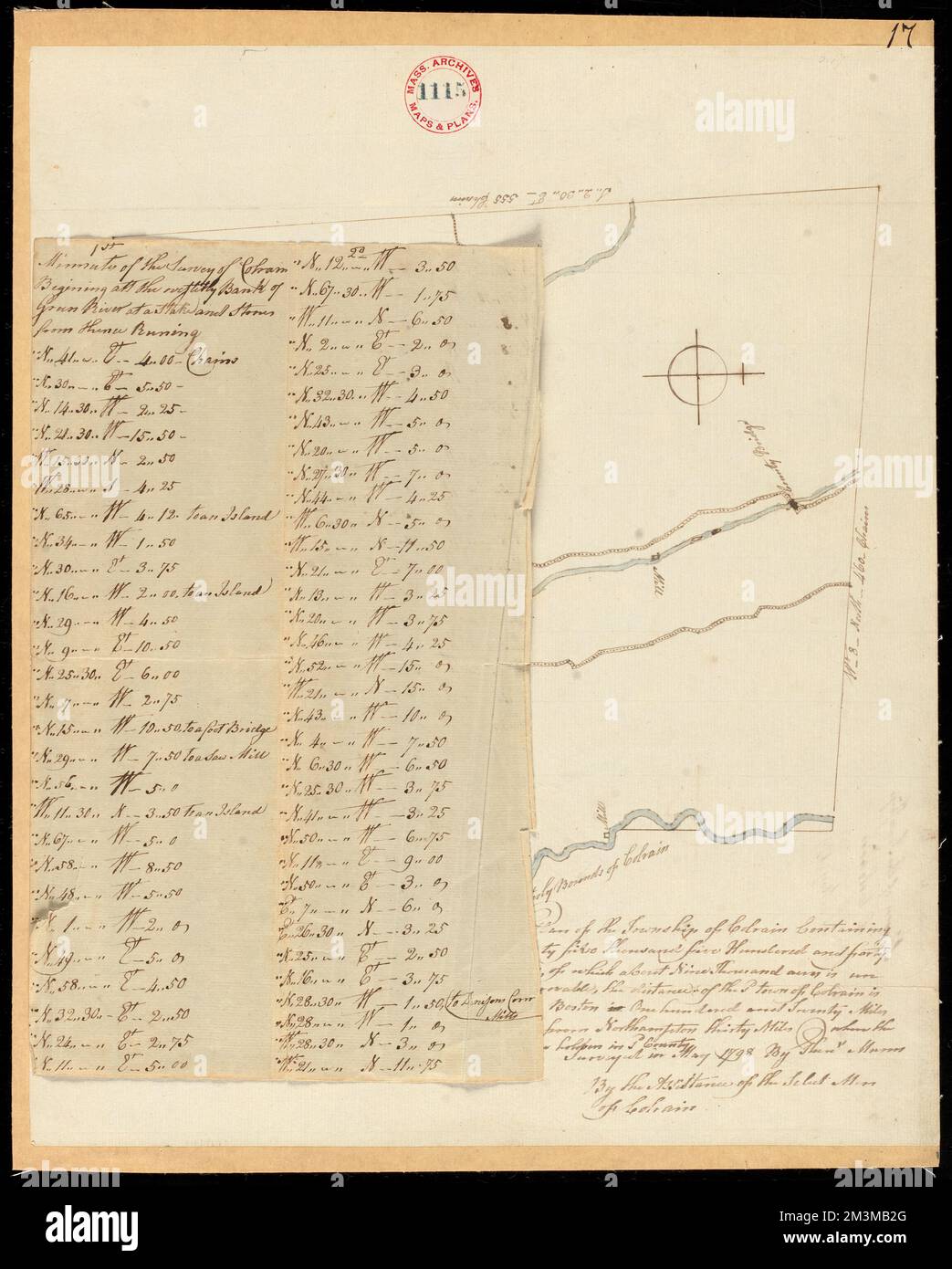 Plan of Colrain, surveyor's name not given, dated May, 1798. ,. Massachusetts. Office of the Secretary of State Stock Photo