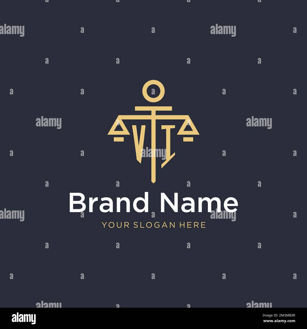 VI initial monogram logo with scale and pillar style design ideas Stock ...