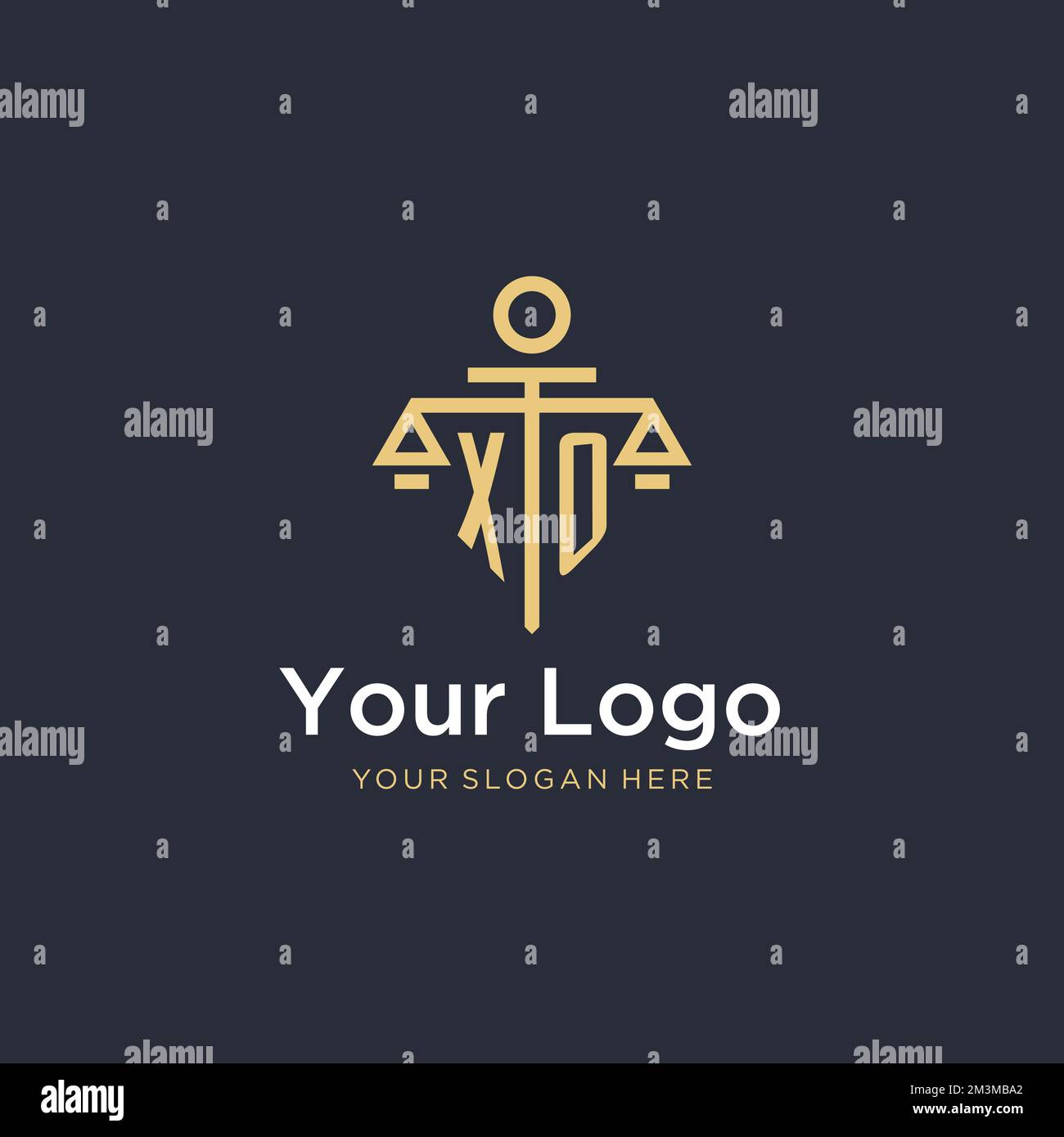 XO initial monogram logo with scale and pillar style design ideas Stock Vector