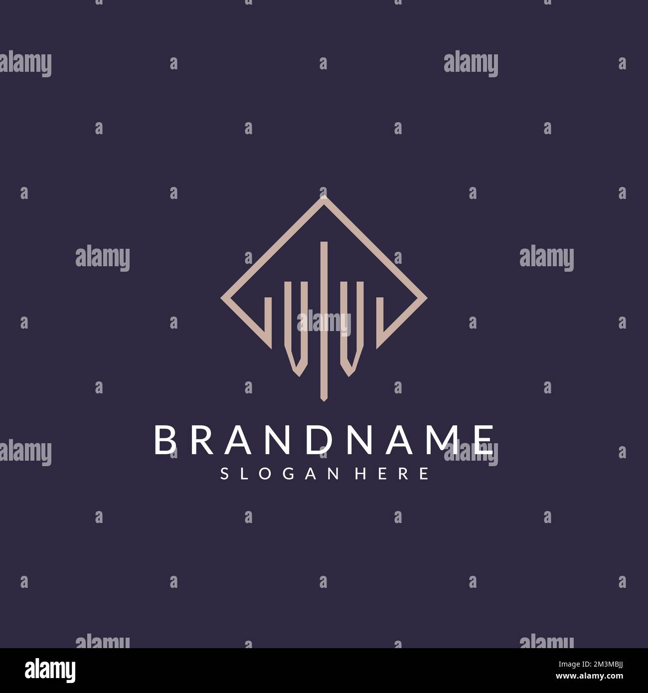 VV initial monogram logo with rectangle style design ideas Stock Vector