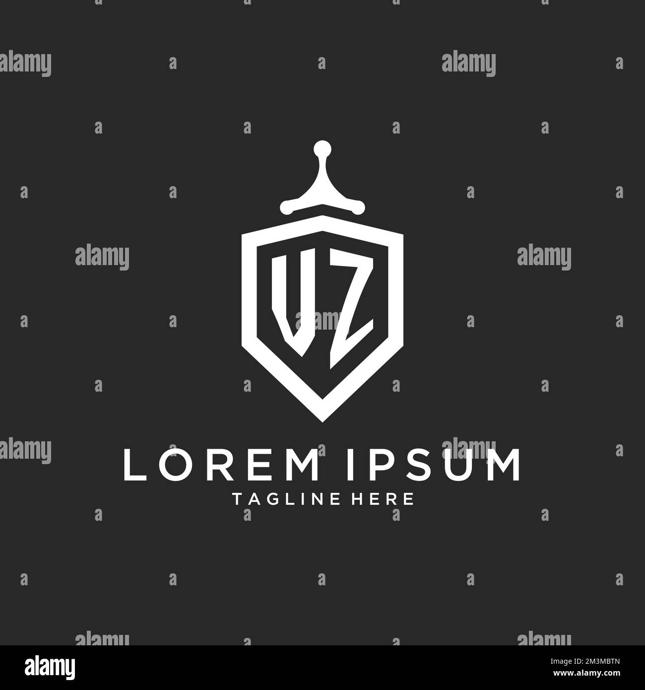 VZ monogram logo initial with shield guard shape design ideas Stock ...