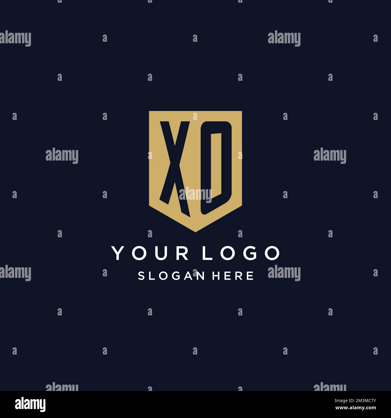 XO monogram initials logo design with shield icon template Stock Vector