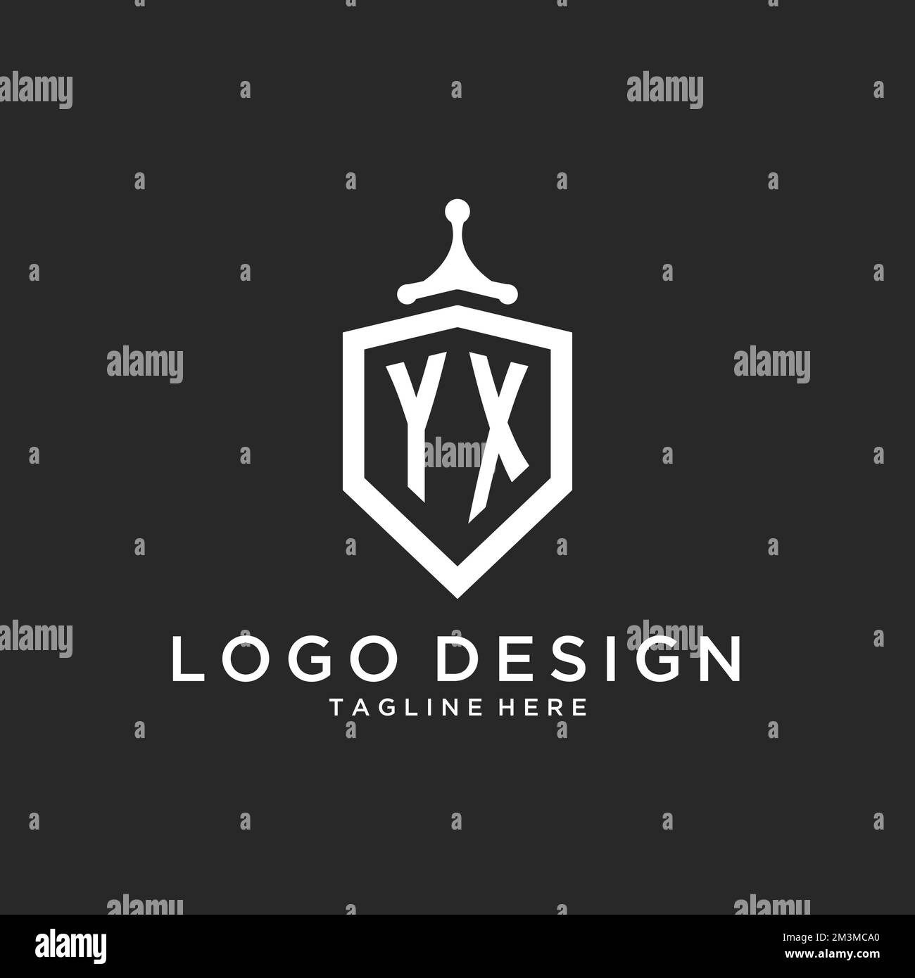 YX monogram logo initial with shield guard shape design ideas Stock Vector