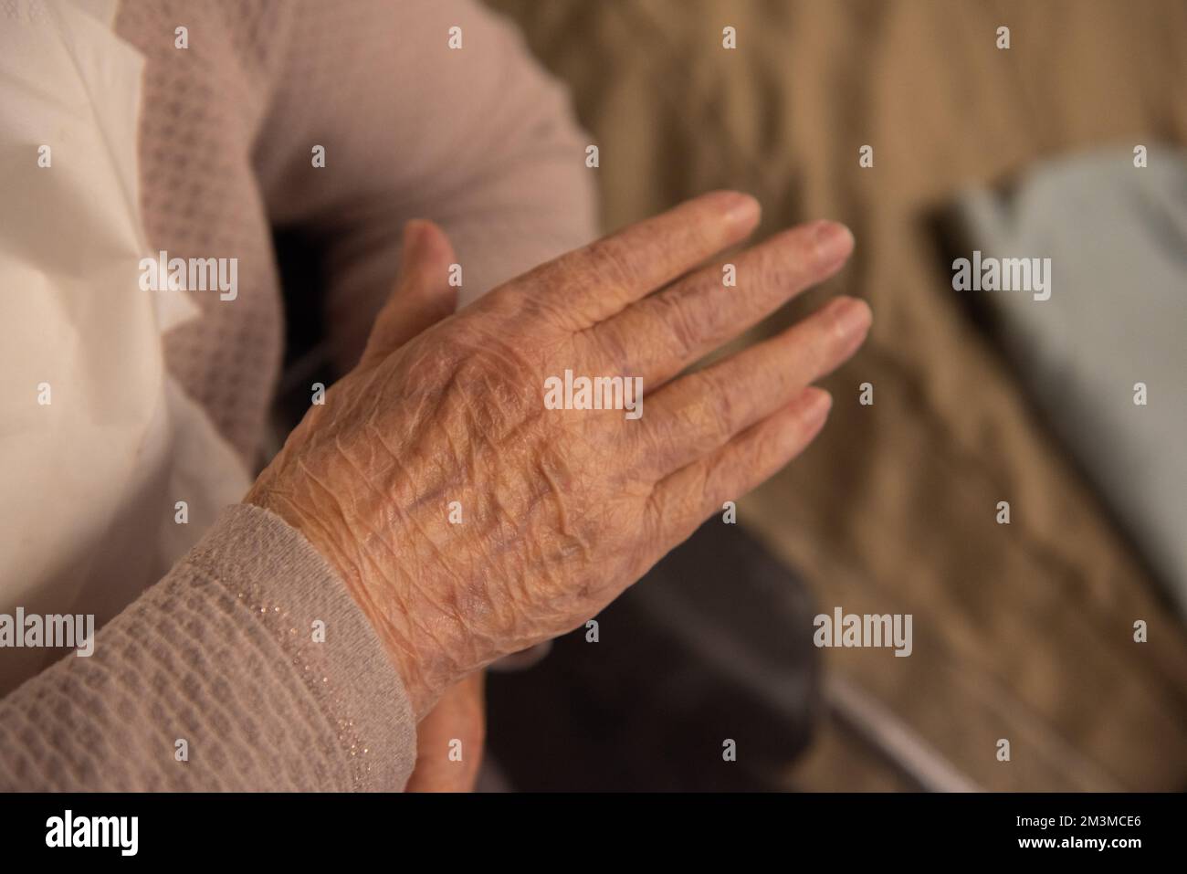 Hand of an elderly person. close-up Stock Photo