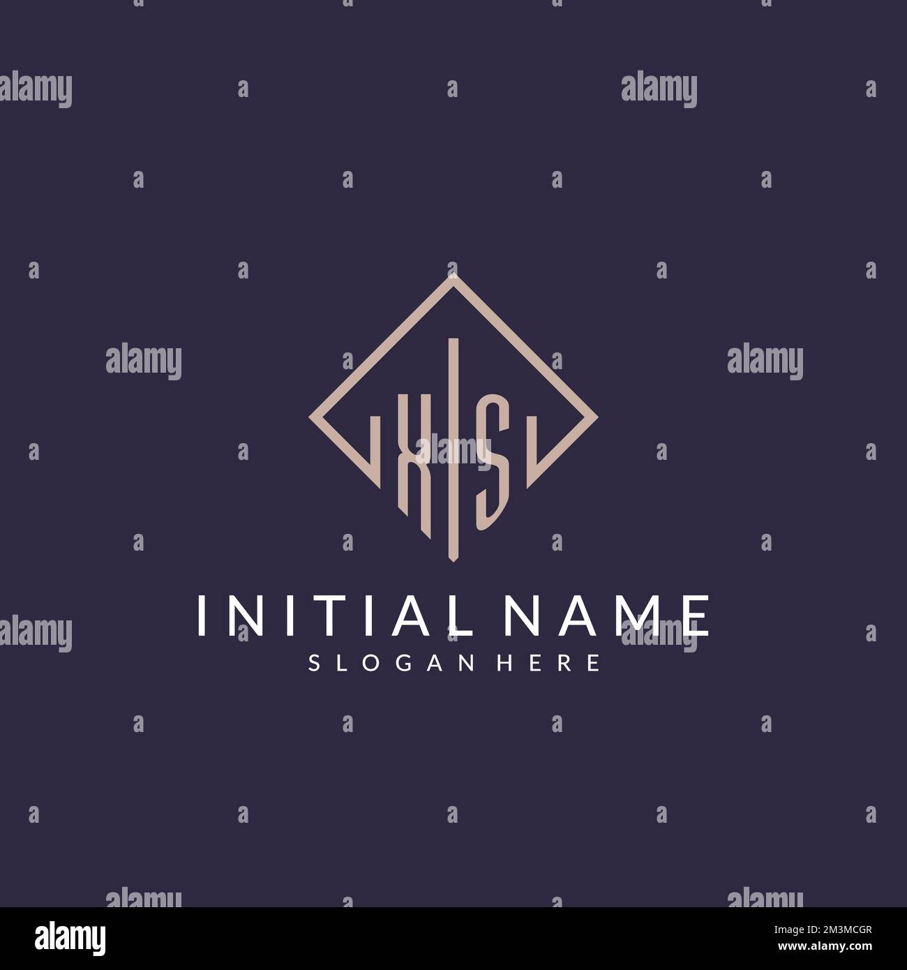 XS initial monogram logo with rectangle style design ideas Stock Vector