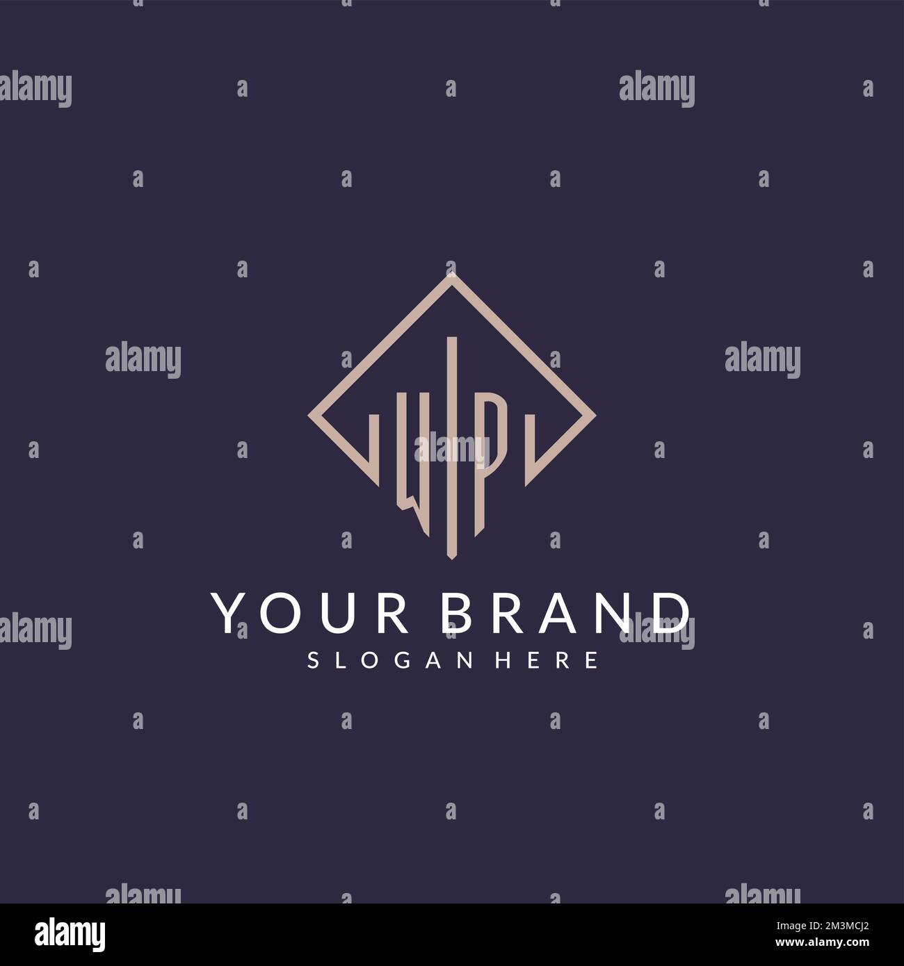 WP initial monogram logo with rectangle style design ideas Stock Vector