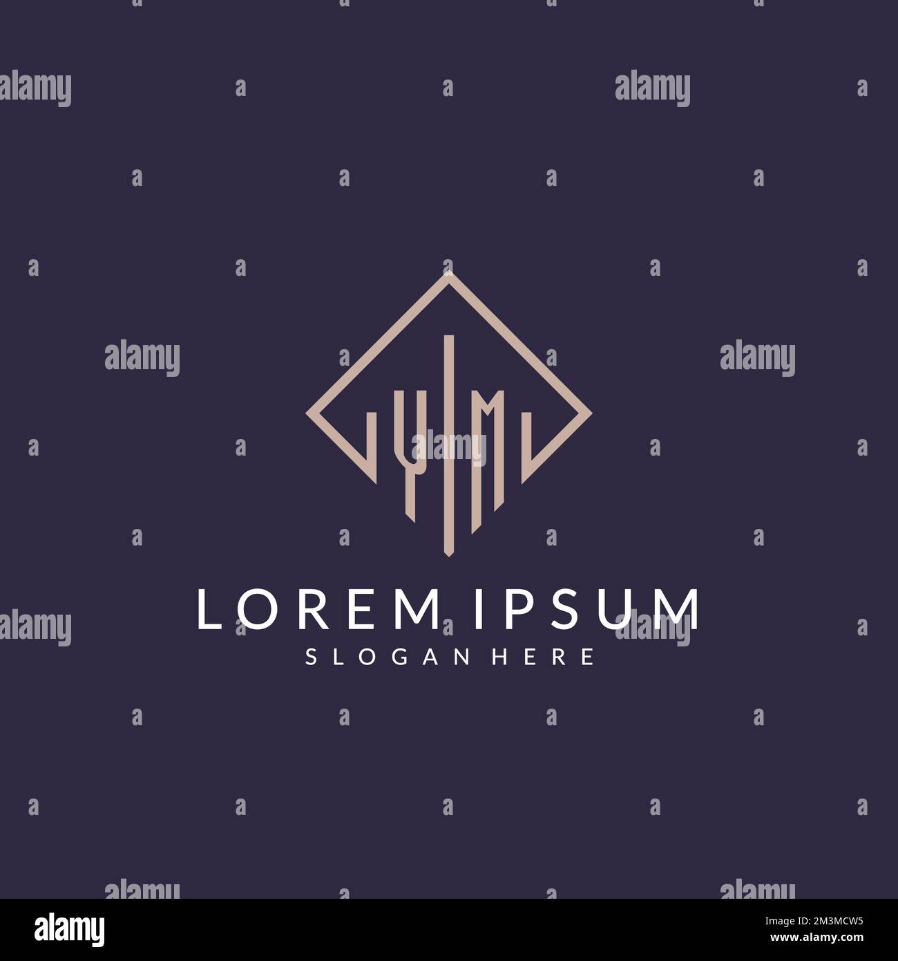 YM initial monogram logo with rectangle style design ideas Stock Vector