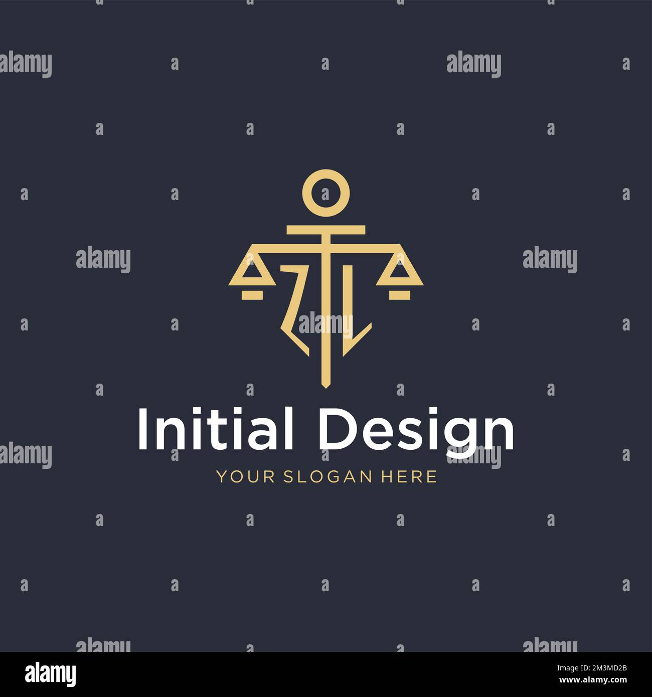 ZL initial monogram logo with scale and pillar style design ideas Stock ...