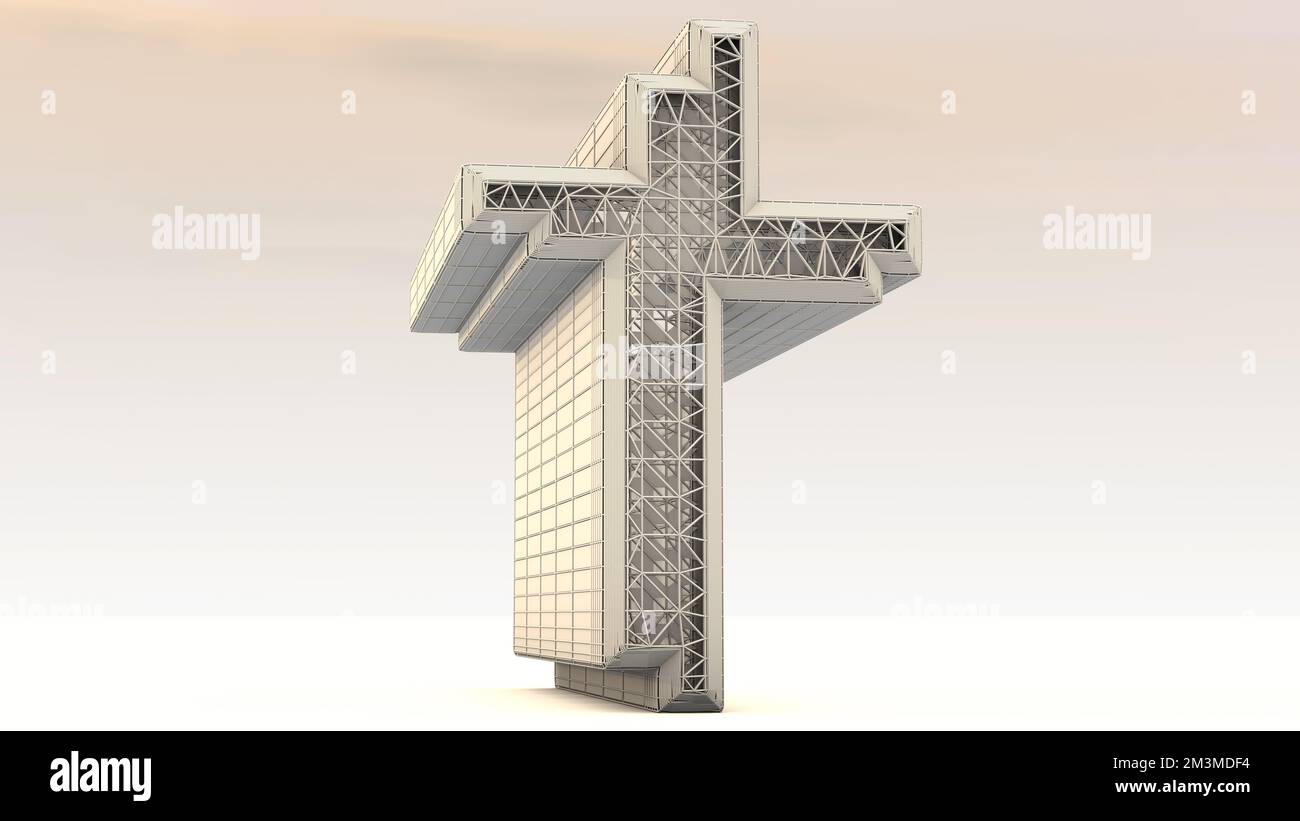 A 3D Illustration of an architectural structure based on a Christian ...