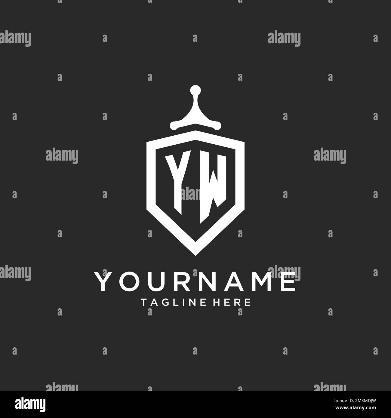 YW monogram logo initial with shield guard shape design ideas Stock Vector