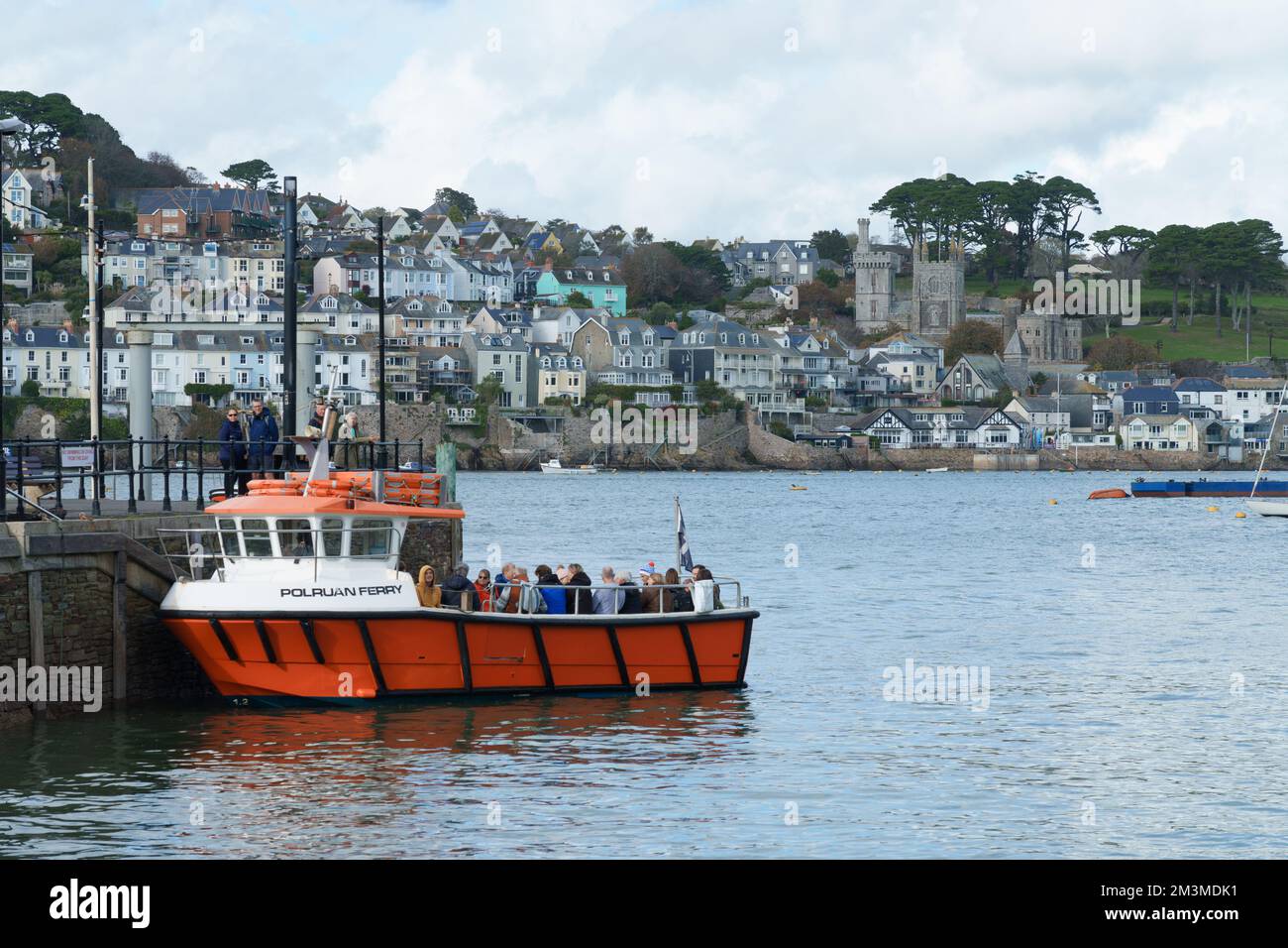 The pretty harbour villages of Fowey and Polruan on the South Cornish coast. Stock Photo