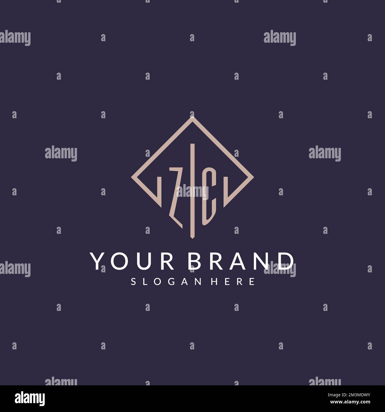 ZC initial monogram logo with rectangle style design ideas Stock Vector ...