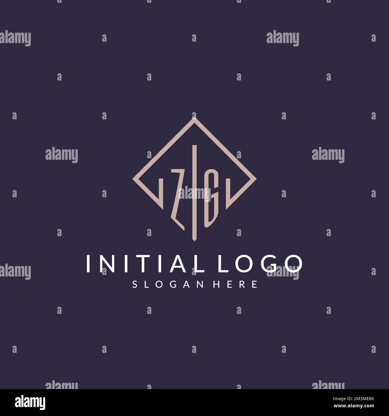 ZG initial monogram logo with rectangle style design ideas Stock Vector