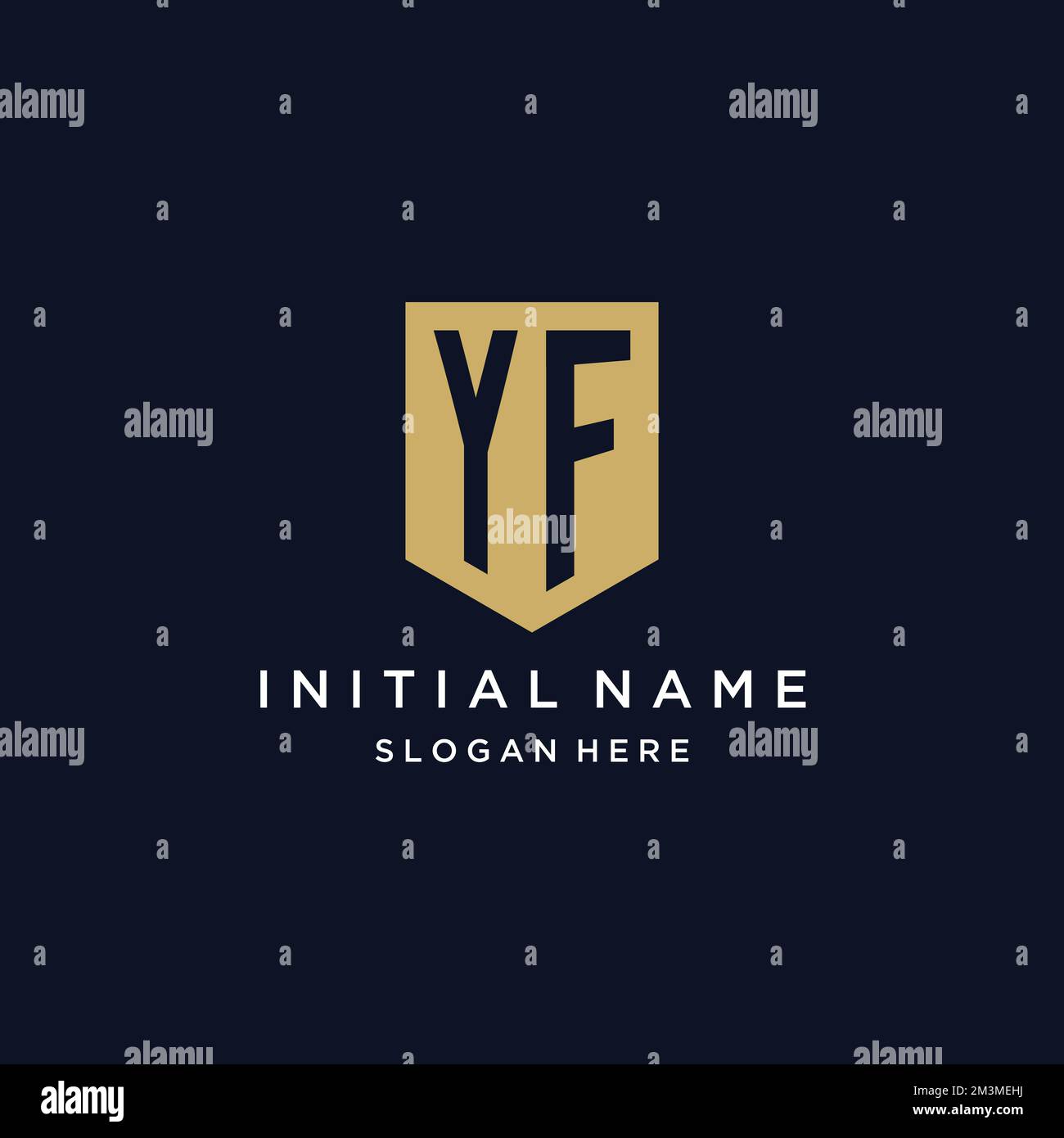 YF monogram initials logo design with shield icon template Stock Vector