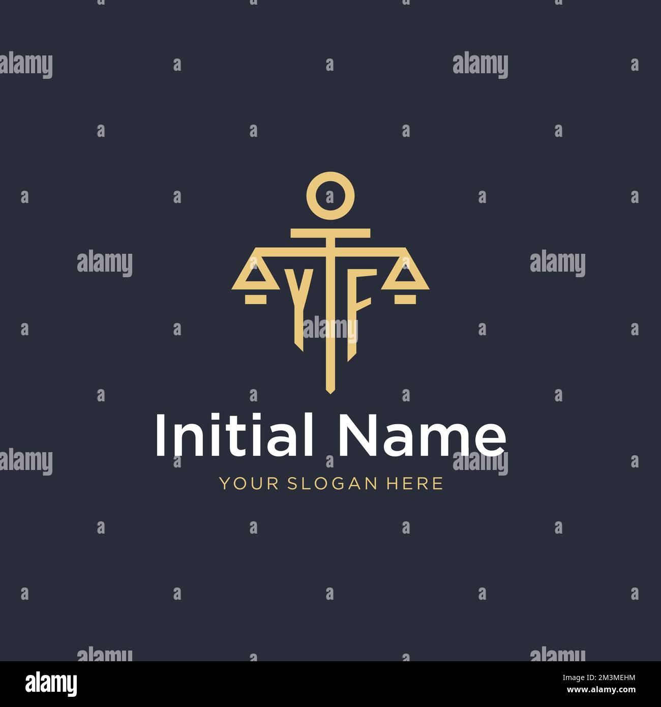YF initial monogram logo with scale and pillar style design ideas Stock ...