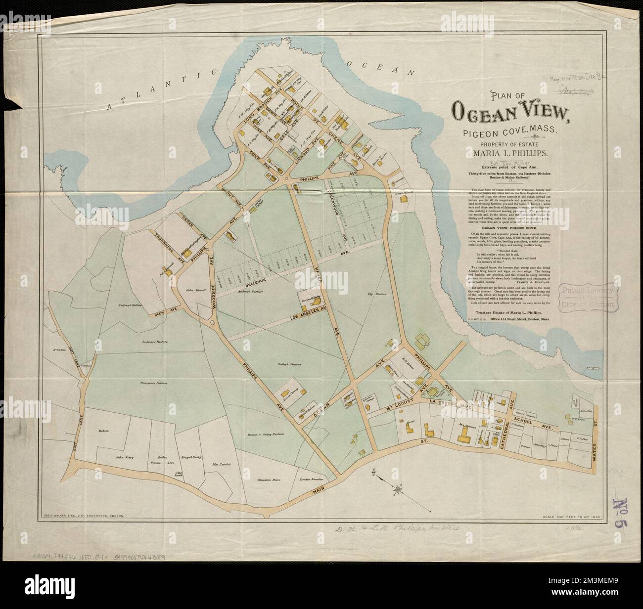 Plan of Ocean View, Pigeon Cove, Mass , Landowners, Massachusetts, Rockport, Pigeon Cove, Maps